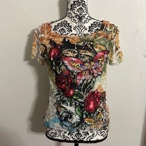 New Directions Ruffled front and back top